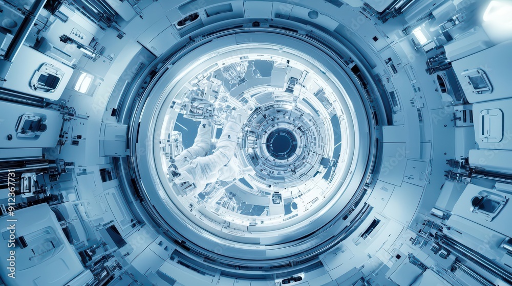 A conceptual image of a space station with scientists conducting zerogravity experiments surrounded by ultramodern instruments banner with copy space A conceptual image of a space station with scientists conducting zerogravity experiments surrounded by ultramodern instruments banner with copy space