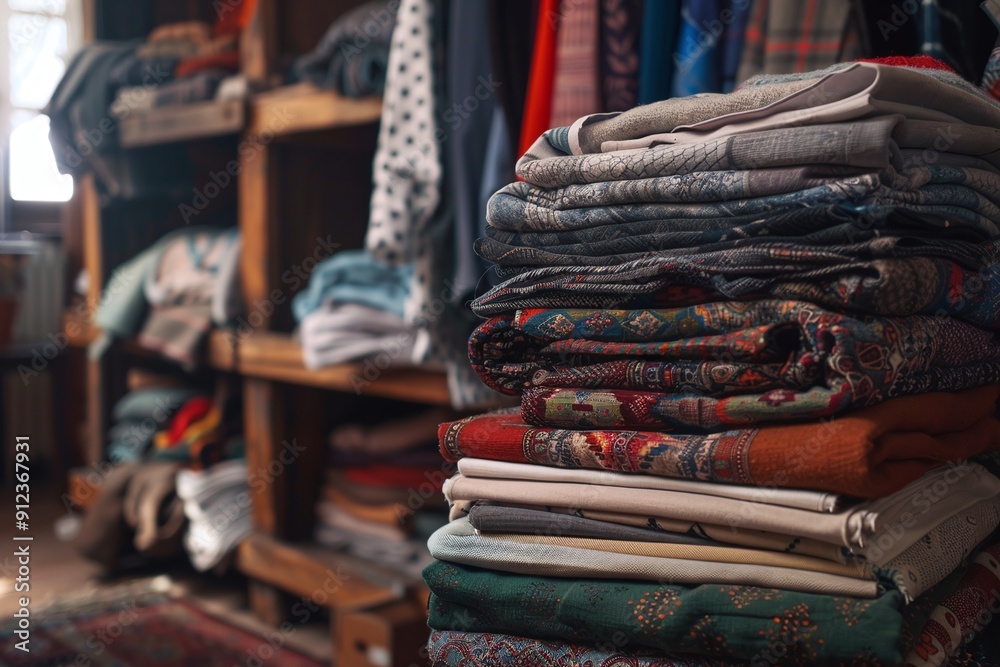 ai generative stack of folded clothes ai generative stack of folded clothes