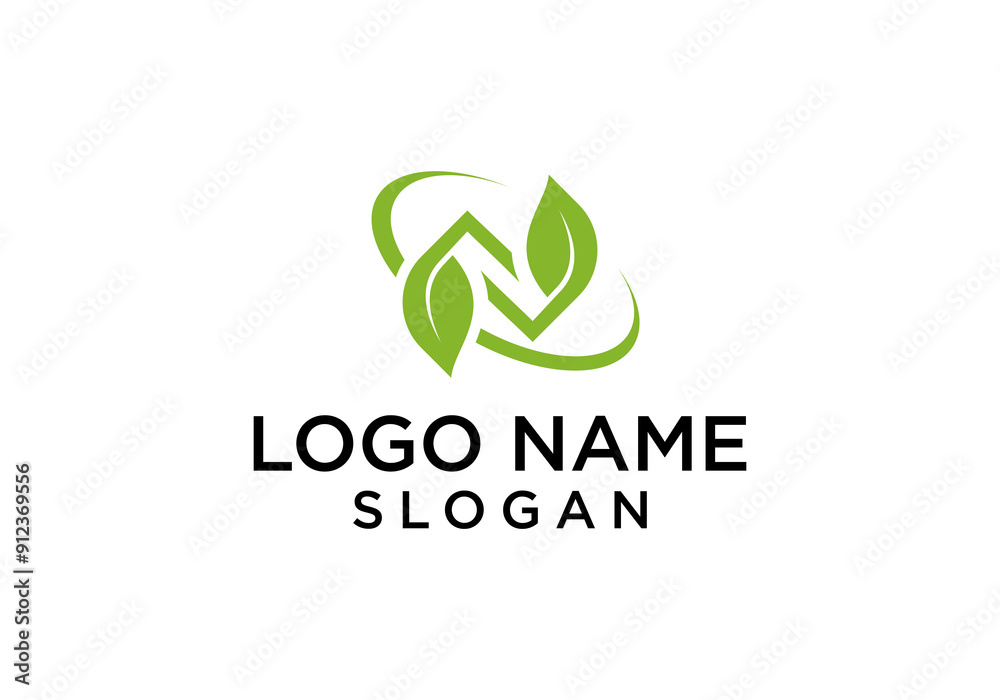 simple logo vector letter N with leaf symbol simple logo vector letter N with leaf symbol