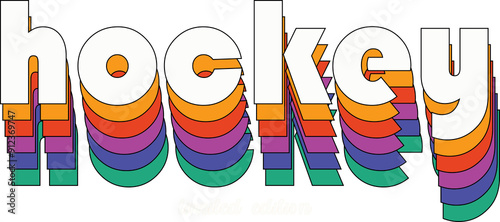 Retro Hockey t-shirt text 80s colorful 