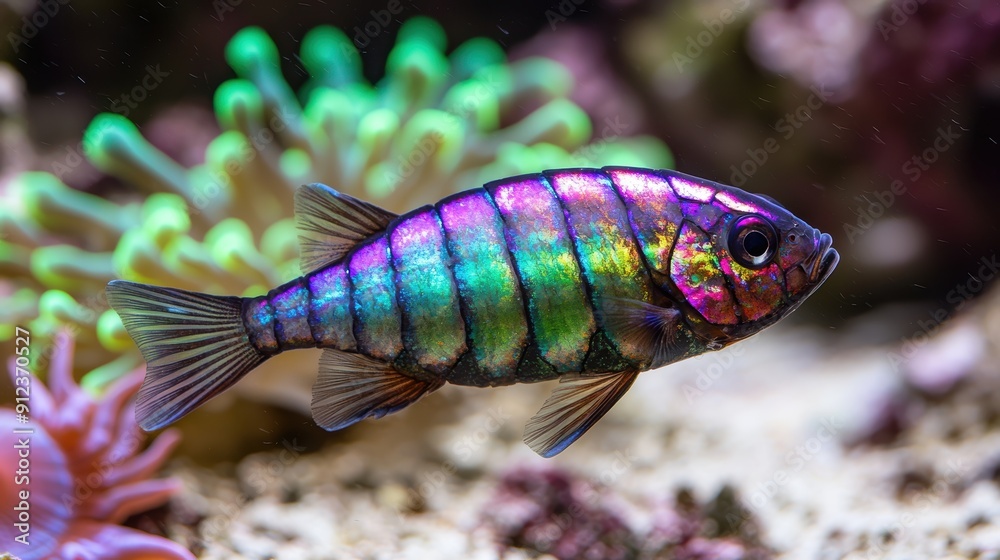 Fototapeta premium Vibrant tropical fish swimming in coral reef