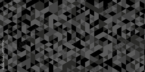 Seamless geometric pattern square shapes low polygon backdrop background. Abstract geometric wall tile and metal cube background triangle wallpaper. black and gray polygonal background.