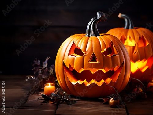 helloween autumn cemitery pumpkins photo