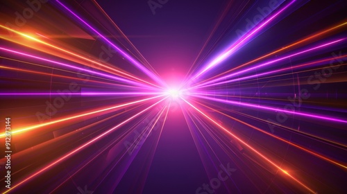 Abstract bright purple and orange light with a yellow streak background