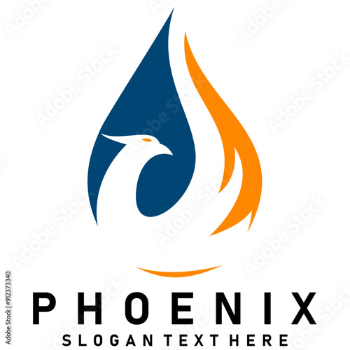 phoenix bird oil gas and water logo design illustration vector