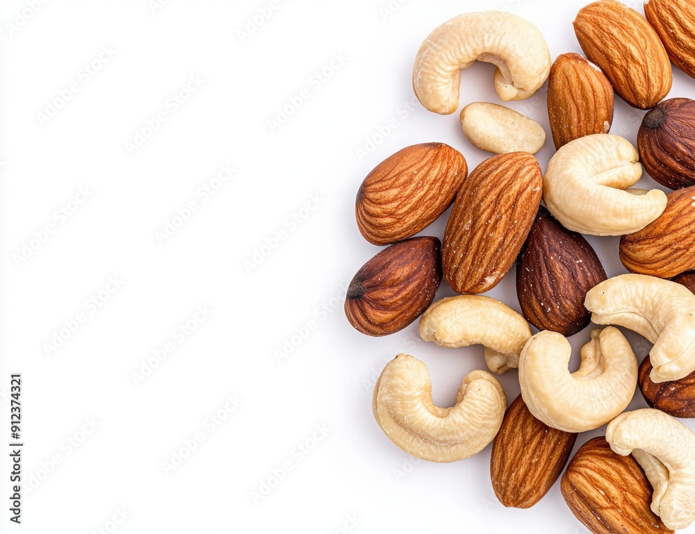 Assorted nuts on a white background Assorted nuts on a white background
