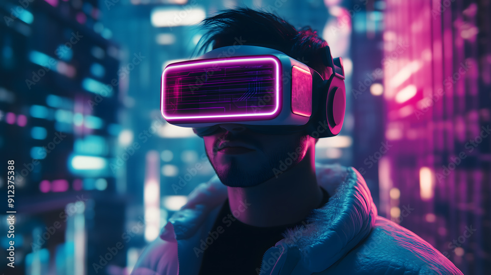 Digital community,Cryptocurrency and entertainment metaverse concept.male having fun play game VR virtual reality goggle in 3D cyberspace futuristic metaverse NFT and virtual reality city background Digital community,Cryptocurrency and entertainment metaverse concept.male having fun play game VR virtual reality goggle in 3D cyberspace futuristic metaverse NFT and virtual reality city background