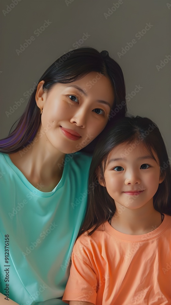 Modern family portrait with simple background Modern family portrait with simple background