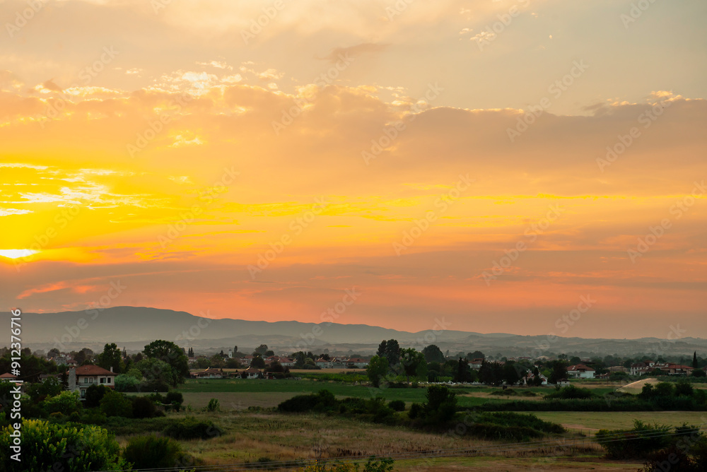 beautiful colorful sunset in summer in Greece beautiful colorful sunset in summer in Greece