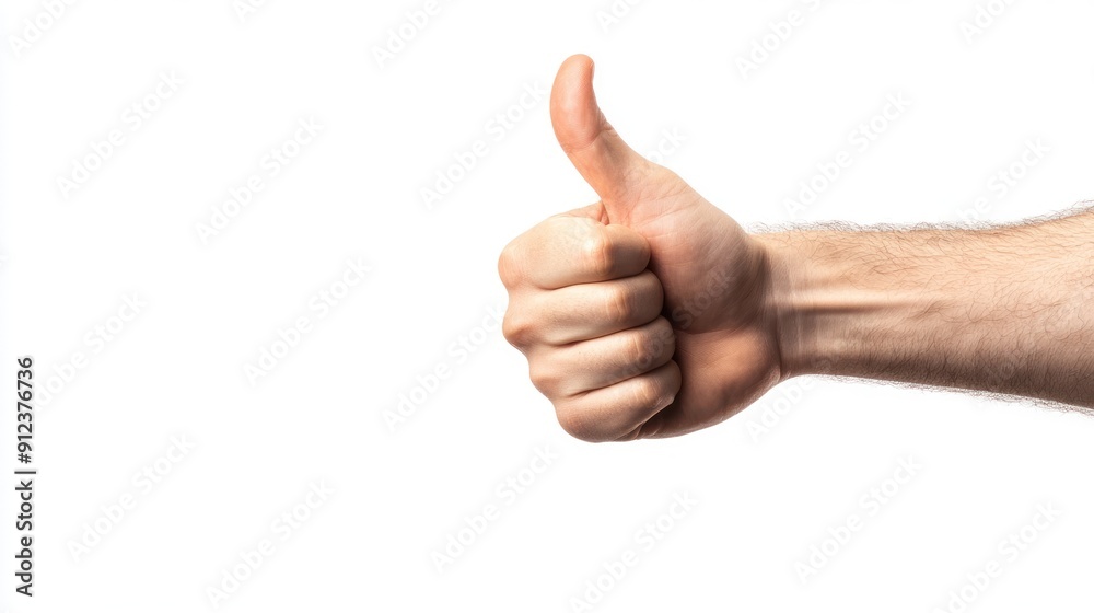 Thumbs up gesture, isolated on white