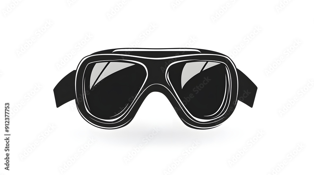 Black silhouette of goggles use in Laboratory illustration icon for logo, isolated on white background Black silhouette of goggles use in Laboratory illustration icon for logo, isolated on white background