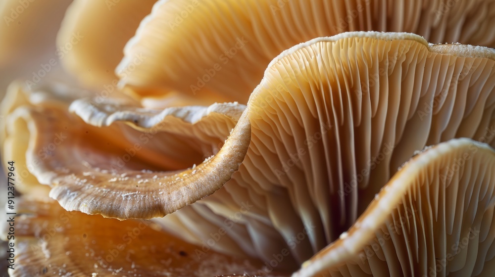 close-up shot of yellow oyster mushrooms showcasing intricate textures and vibrant colors, with macro photography highlighting delicate details within each cap close-up shot of yellow oyster mushrooms showcasing intricate textures and vibrant colors, with macro photography highlighting delicate details within each cap