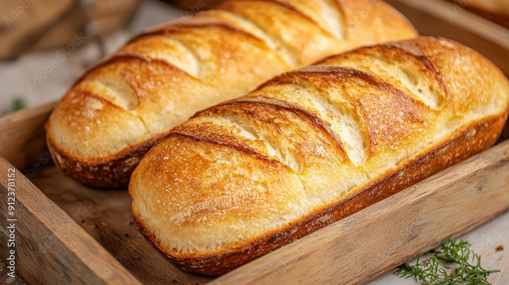 Close-up of perfectly toasted bread with golden crust, artisanal craftsmanship, and gourmet breakfast Close-up of perfectly toasted bread with golden crust, artisanal craftsmanship, and gourmet breakfast