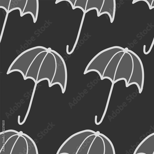 Autumn seamless vector pattern with umbrellas. Simple doodle style