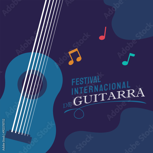 Vector illustration of International Guitar Festival social media feed template