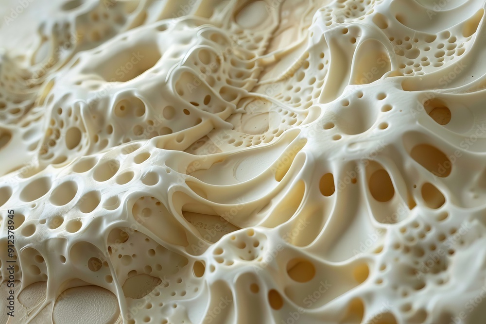 Abstract organic form with many holes creating an intricate and interesting pattern