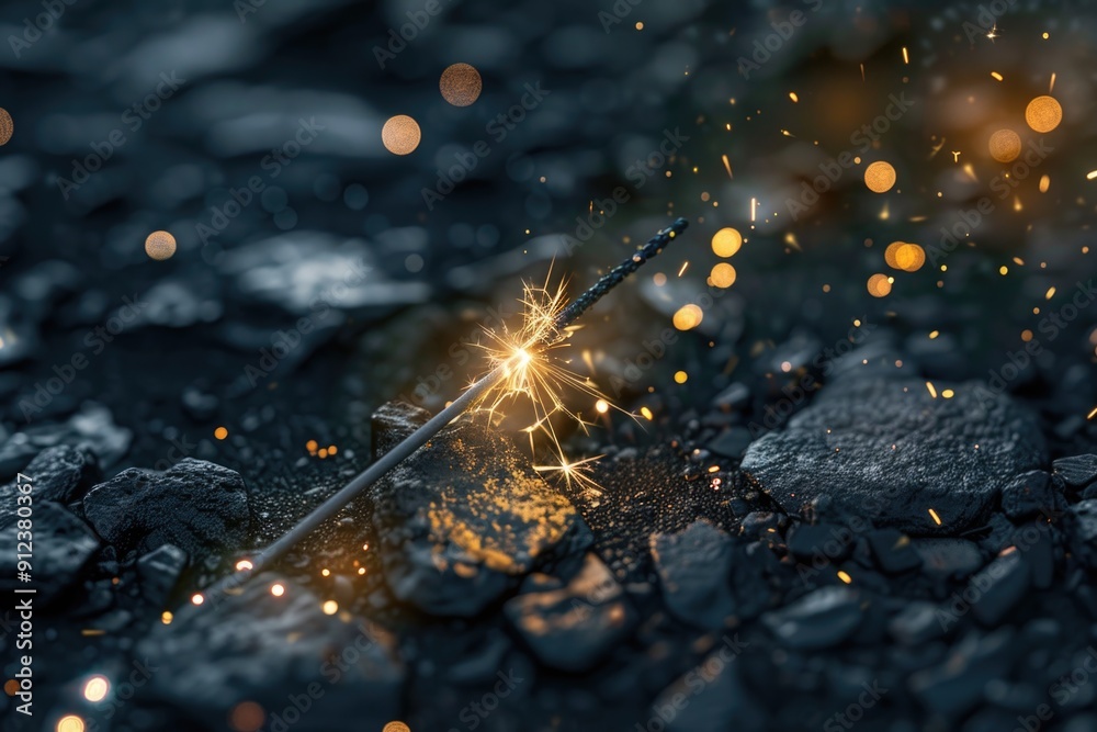 A single sparkler lying on the ground A single sparkler lying on the ground