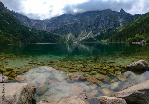 Fototapeta Naklejka Na Ścianę i Meble -  mountain lake mountain peak Morskie Oko Zakopane Poland view landscape