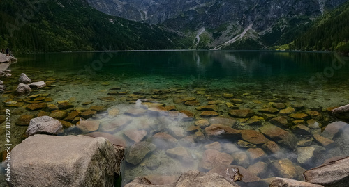 mountain lake mountain peak Morskie Oko Zakopane Poland view landscape