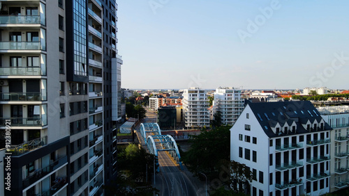 view city from the height of modern wish development architecture Europe Wroclaw Poland