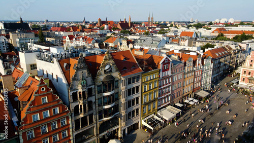 view city from the height of modern wish development architecture Europe Wroclaw Poland