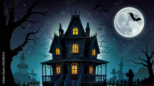 halloween background with house photo