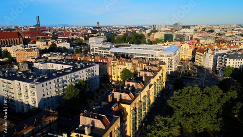 city Europe beautiful top view aerial photography of Wroclaw Poland