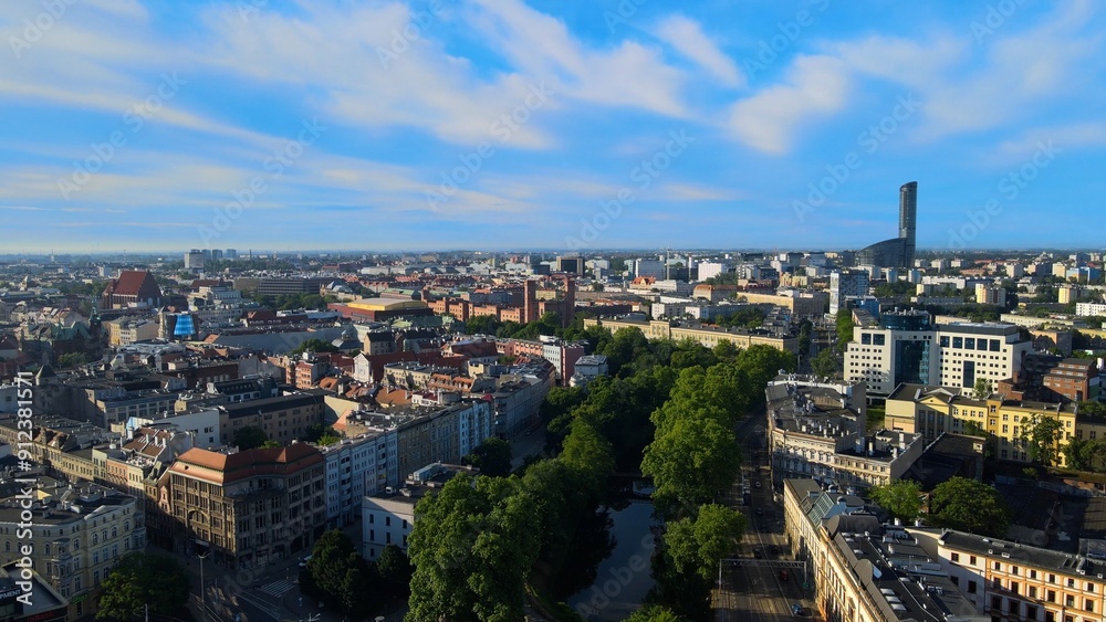 Fototapeta premium city Europe beautiful top view aerial photography of Wroclaw Poland