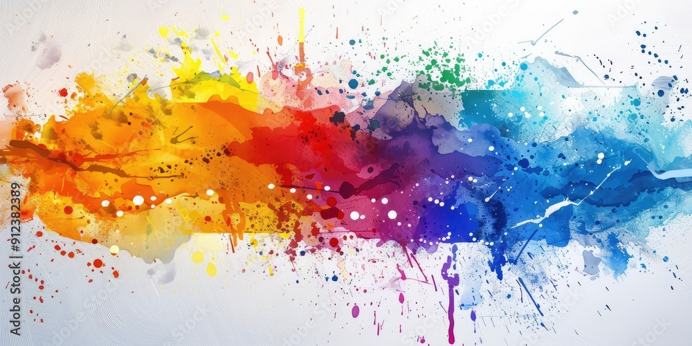 Fototapeta premium Colored paint splashes on a white background. The generation of AI.