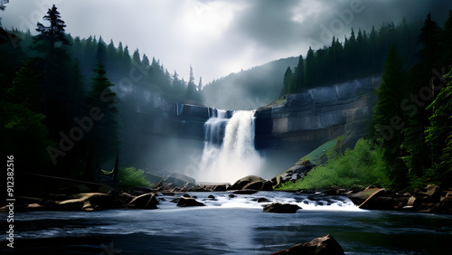 Sea rever and mountain beautiful view 