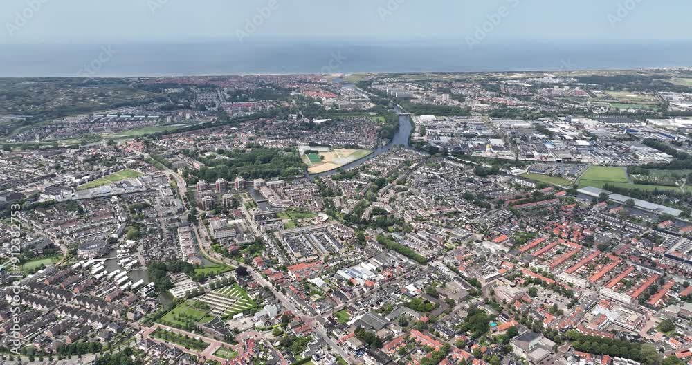 De bloem, residential building in the shape of a flower. Aerial drone view. Rijnsburg, The Netherlands.