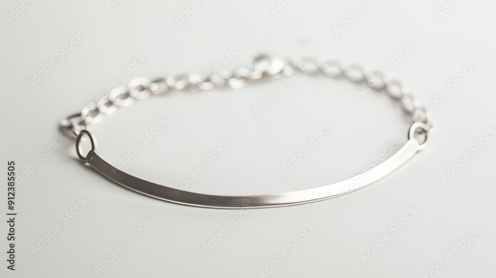 A silver bangle bracelet with a delicate chain. A silver bangle bracelet with a delicate chain.