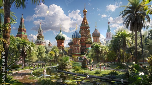  Illustration Of Russian Landmarks. Generative AI