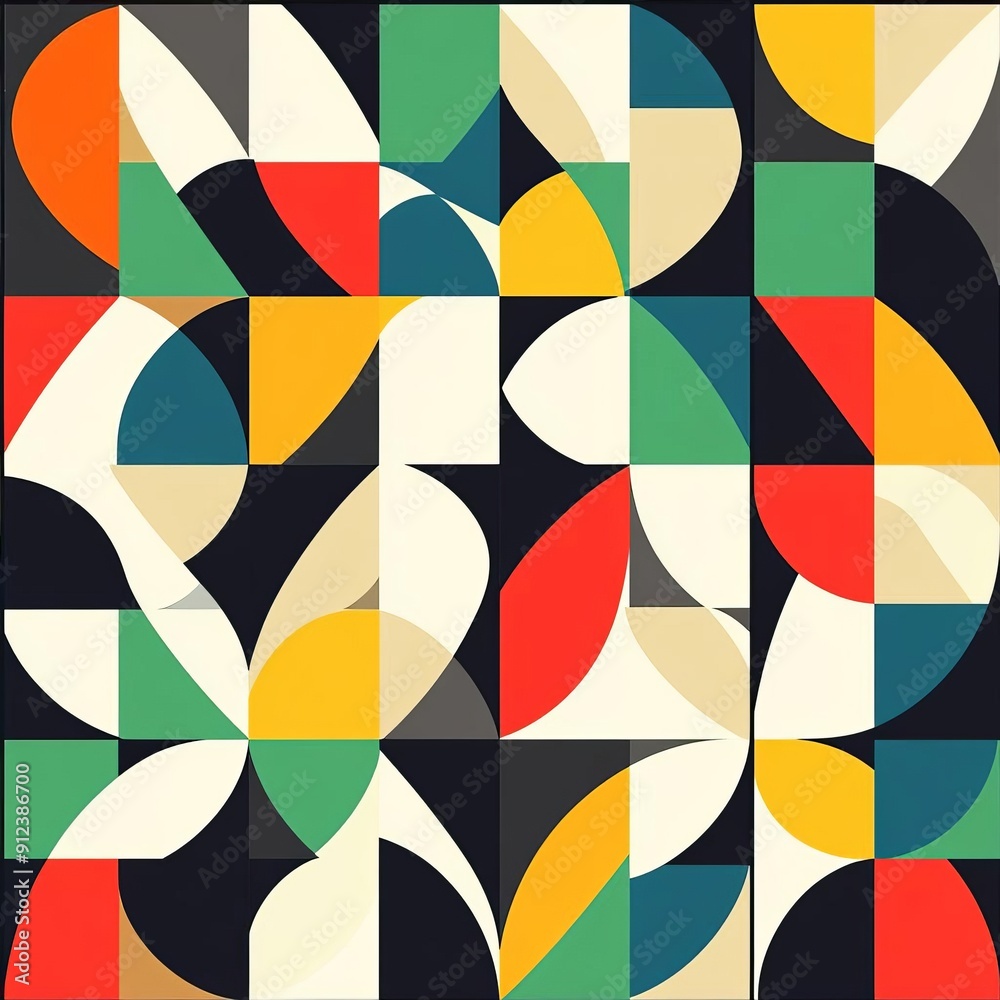 Geometric motifs with rhythmic sequence, seamless pattern, modern abstraction Geometric motifs with rhythmic sequence, seamless pattern, modern abstraction