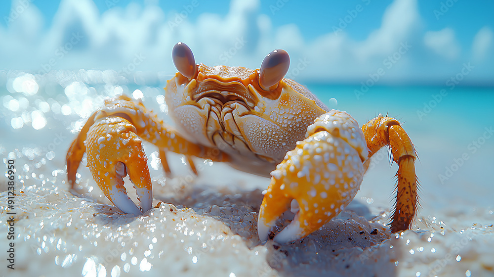 Closeup of a hermit crab on a tropical beach Closeup of a hermit crab on a tropical beach