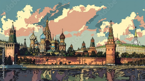  Illustration Of Russian Landmarks. Generative AI