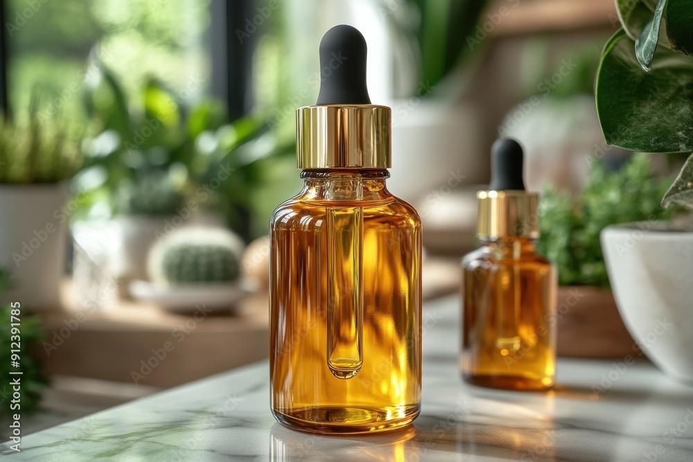 Clean packaging of gold oil cosmetics. with pipette. Clean packaging of gold oil cosmetics. with pipette.