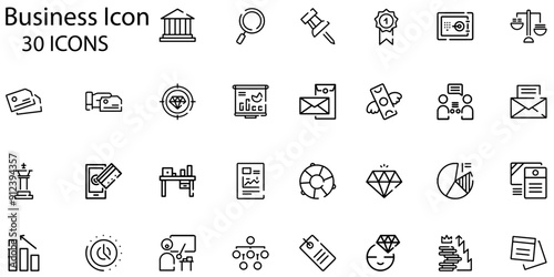 Set of business icons. Line art style icons bundle. vector illustration