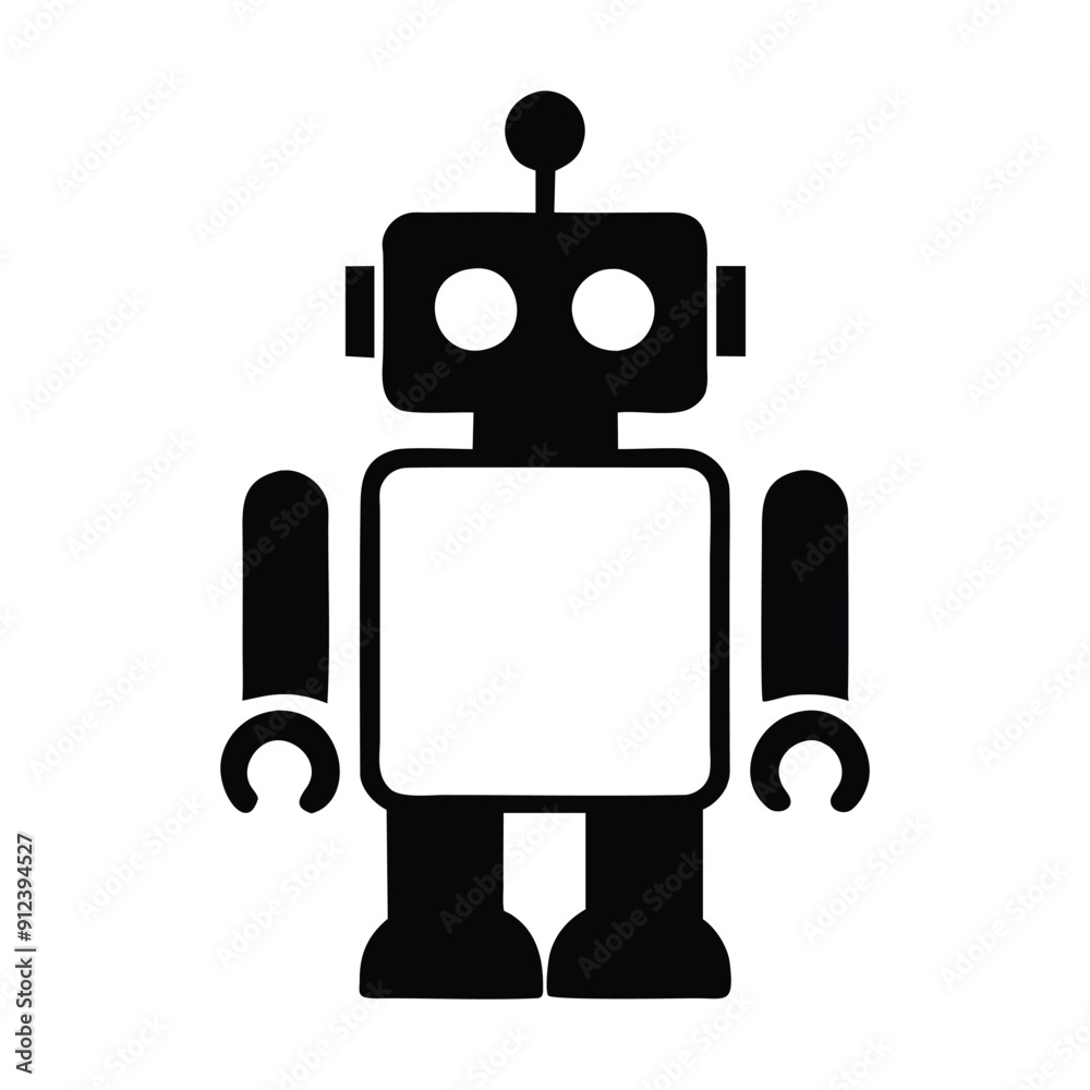 Simple black and white robot icon illustration. Vector illustration Simple black and white robot icon illustration. Vector illustration