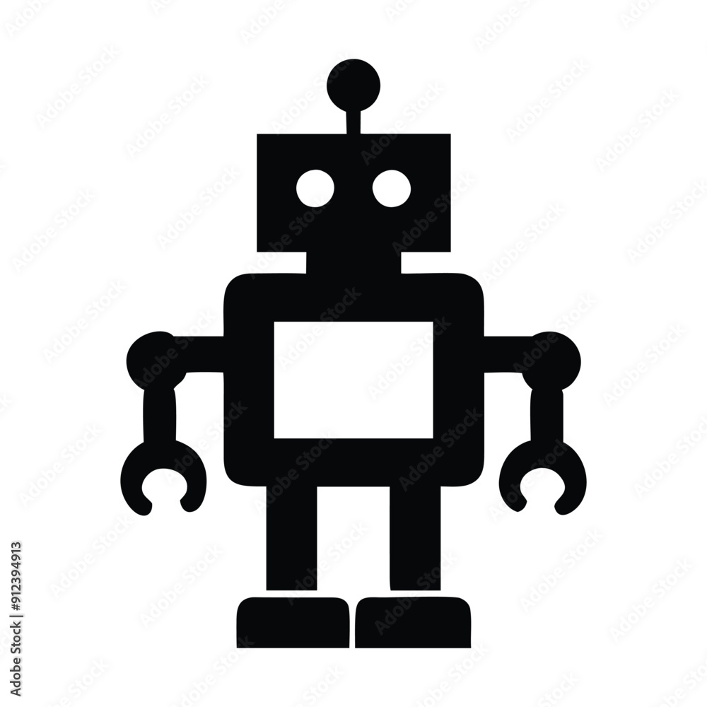 Black and white robot icon illustration. Vector illustration Black and white robot icon illustration. Vector illustration