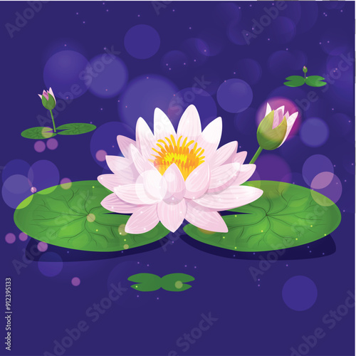 Vector lotus flower. Floral botanical flower. Isolated illustration element Background