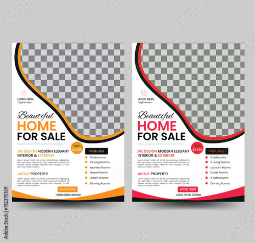  Best property real estate flyer design template. Excellent and  modern home for sale real estate brochure or leaflet design.