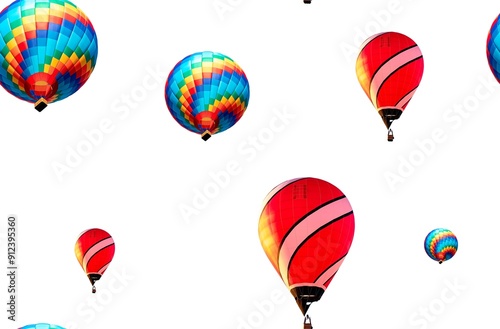 Seamless pattern of flying balloons isolated on a white background