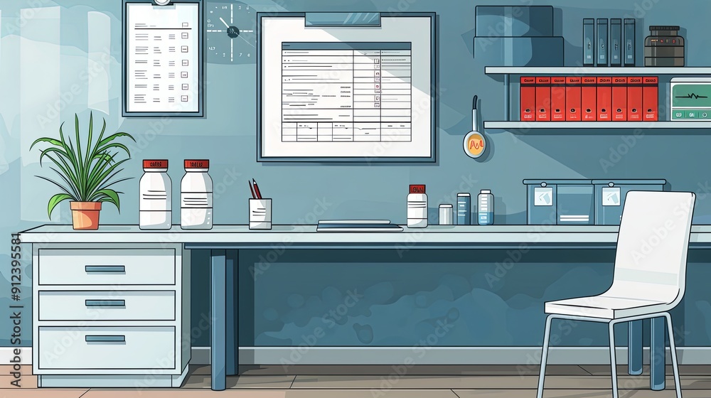 Hospital Medical Billing Service with Health Insurance Form for Hospitalization or Treatment on Cartoon Background flat Illustration Hospital Medical Billing Service with Health Insurance Form for Hospitalization or Treatment on Cartoon Background flat Illustration
