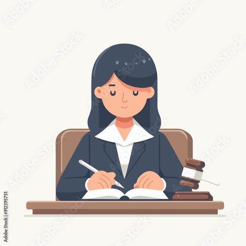 flat illustration of judicial characters, judge, lawyer