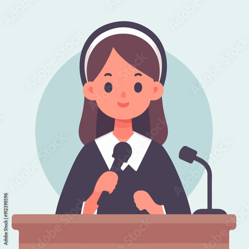 flat illustration of judicial characters, judge, lawyer