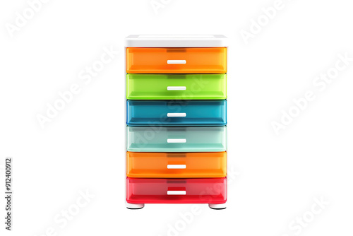 A Stack of Colorful Plastic Drawers on White Background on a White or Clear Surface PNG Transparent Background