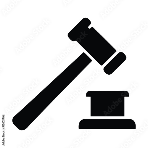Black and white gavel icon illustration. Vector illustration