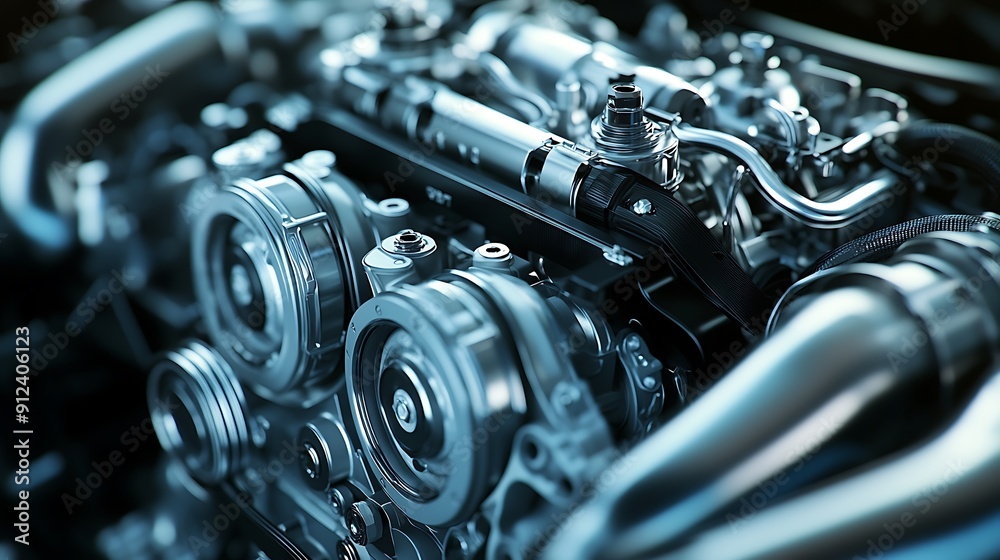 Close Up of a Shiny Car Engine Close Up of a Shiny Car Engine