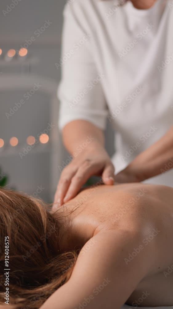 Indulge in a blissful and relaxing back massage therapy session set in a serene and tranquil spa environment, where you can unwind and rejuvenate your body and mind with luxurious, holistic care